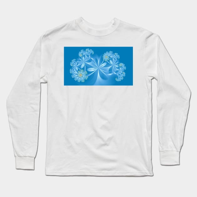 Blue Floral Design Long Sleeve T-Shirt by pinkal